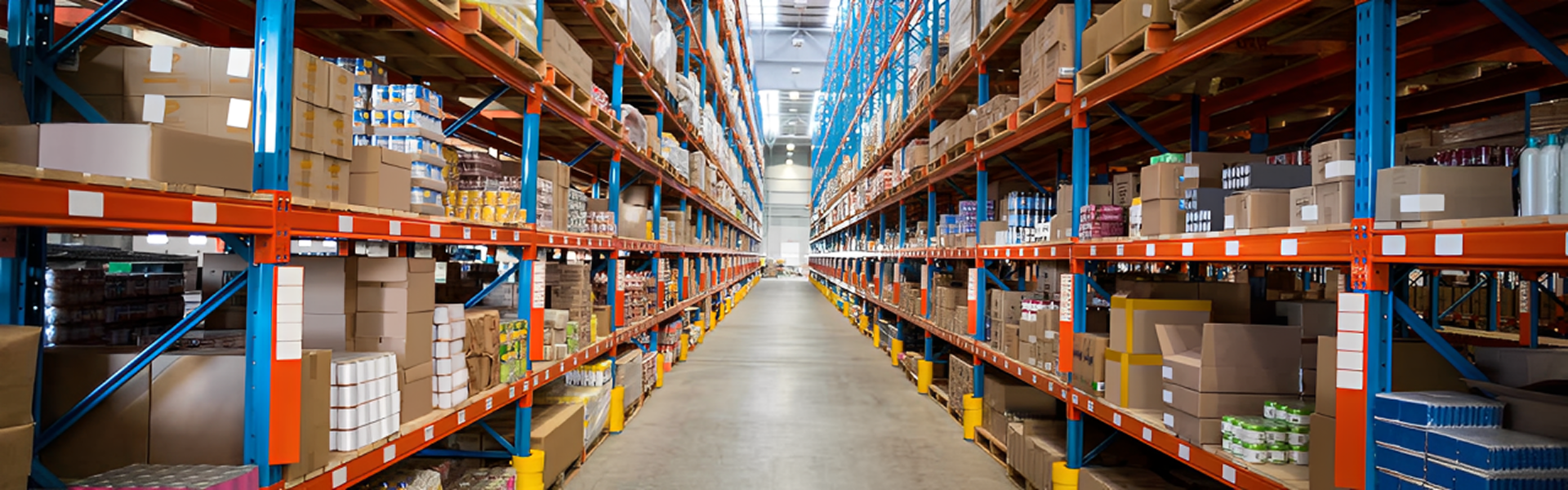 Industrial storage space with goods